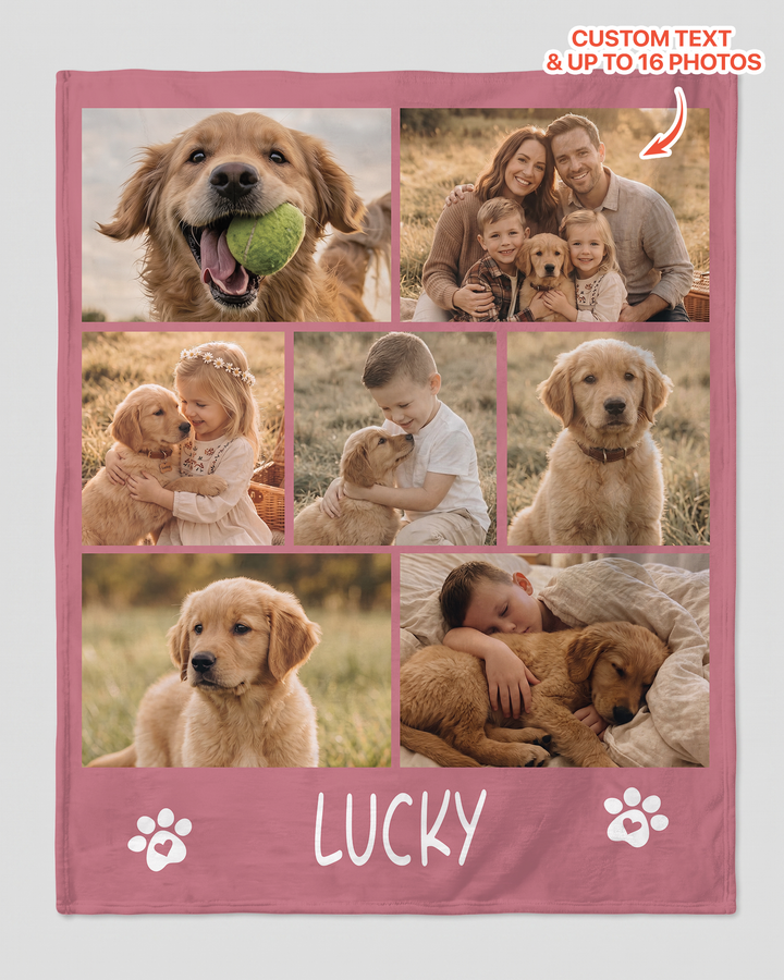 Custom Pet Photo Collage Bamboo Blanket