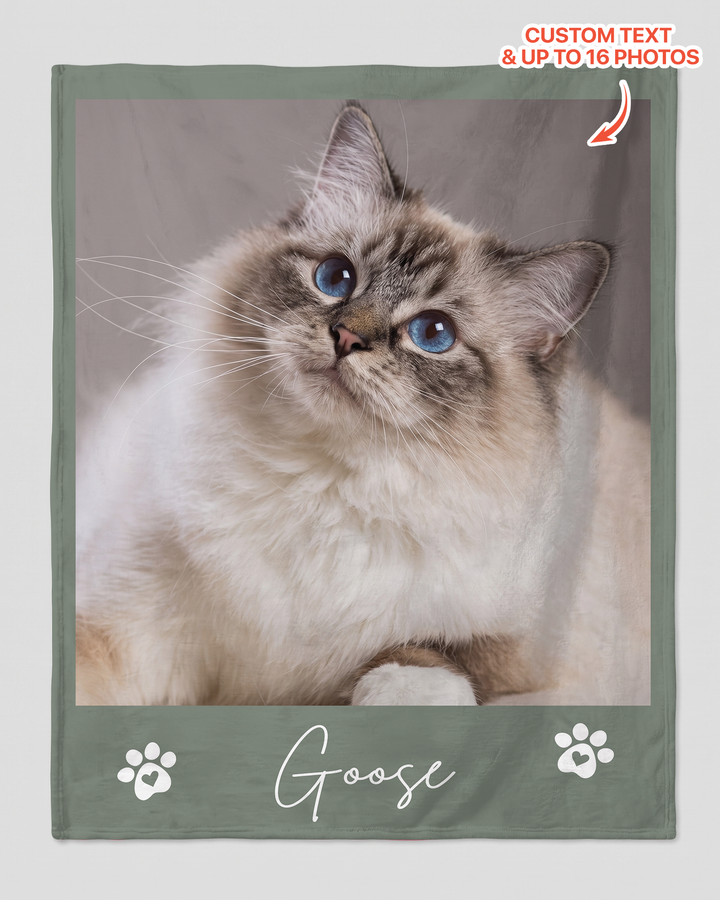 Custom Pet Photo Collage Bamboo Blanket