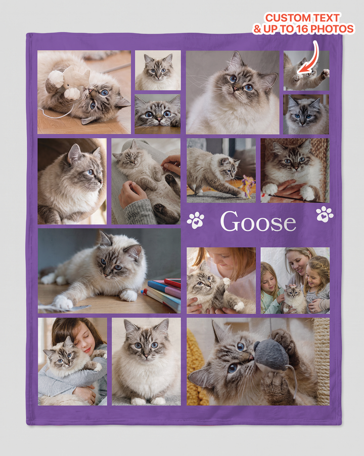 Custom Pet Photo Collage Bamboo Blanket