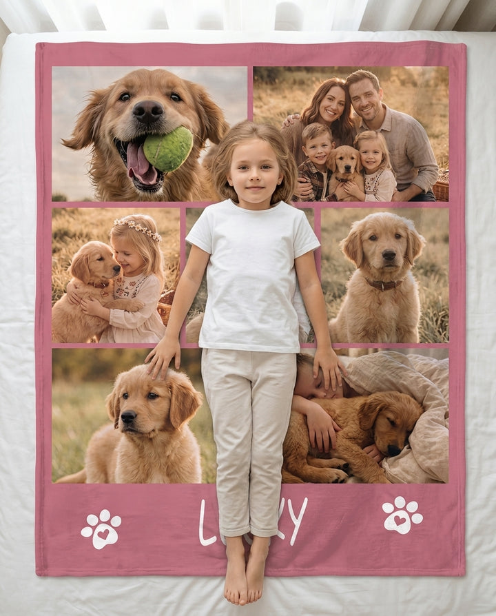 Custom Pet Photo Collage Bamboo Blanket