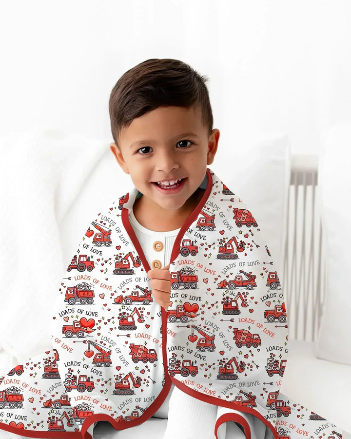 Construction Trucks Loads of Love Bamboo Blanket
