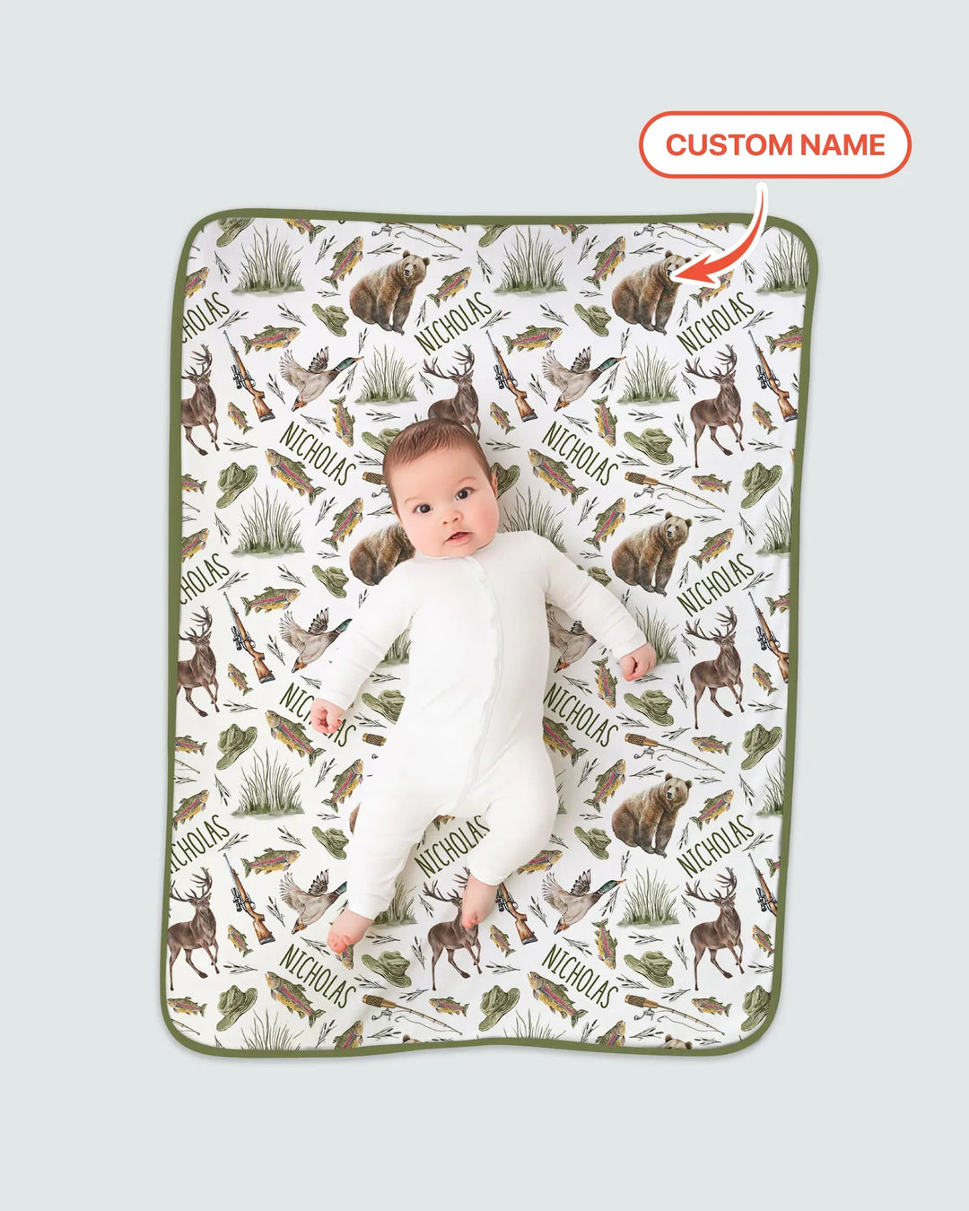 Custom Name Little Hunter Bamboo Blanket
