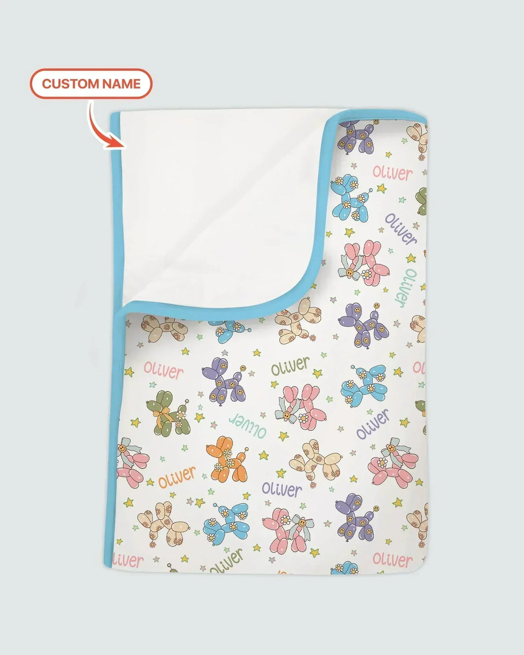 Custom Name Balloon Dog Bamboo Blanket