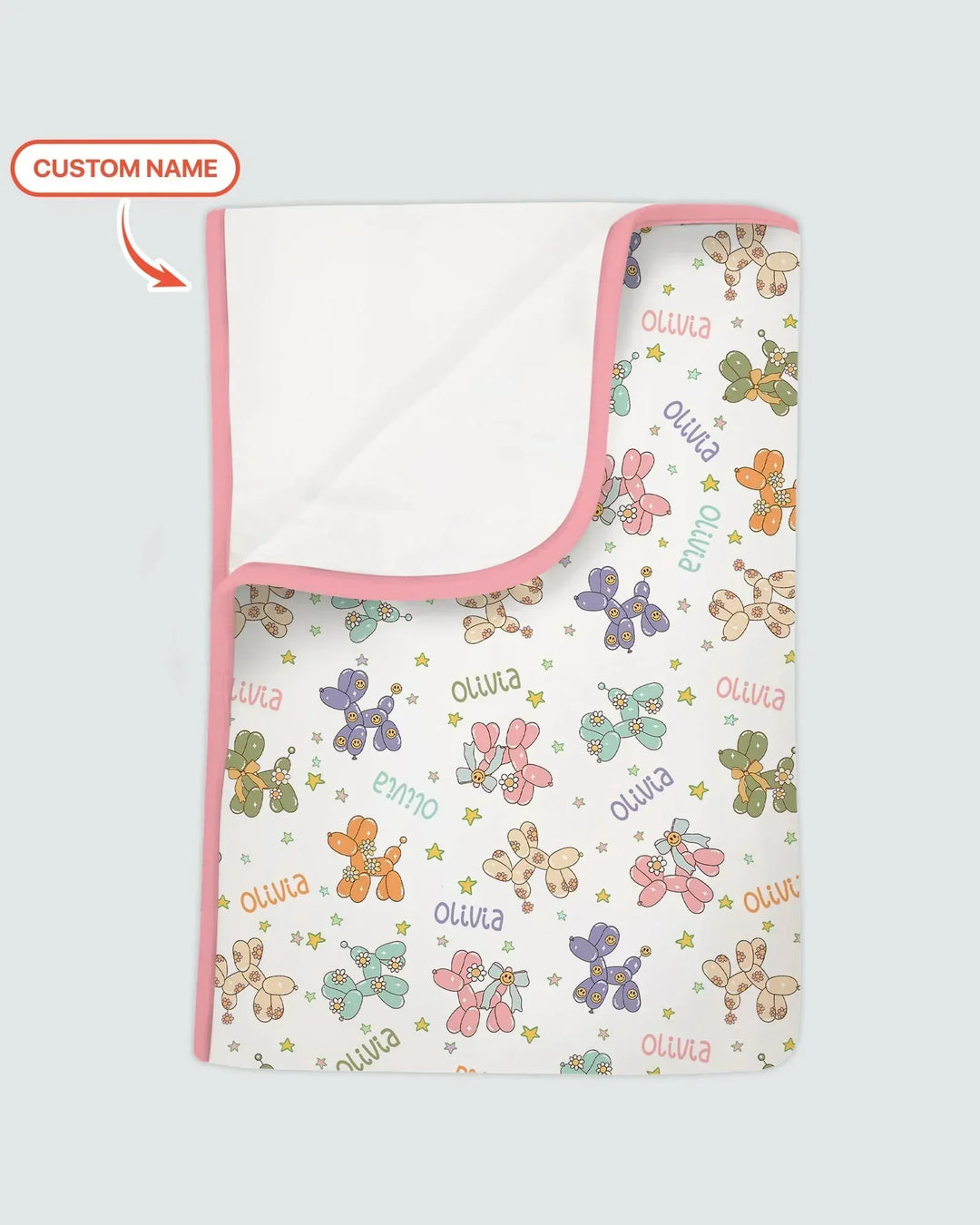 Custom Name Balloon Dog Bamboo Blanket