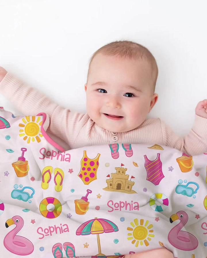 Custom Name Summer is Fun Bamboo Blanket
