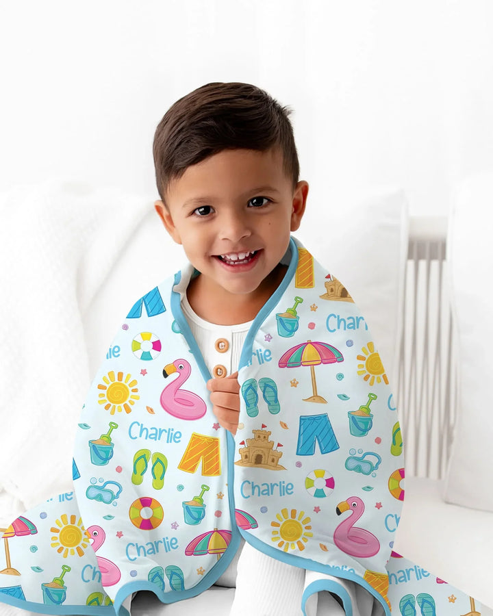 Custom Name Summer is Fun Bamboo Blanket