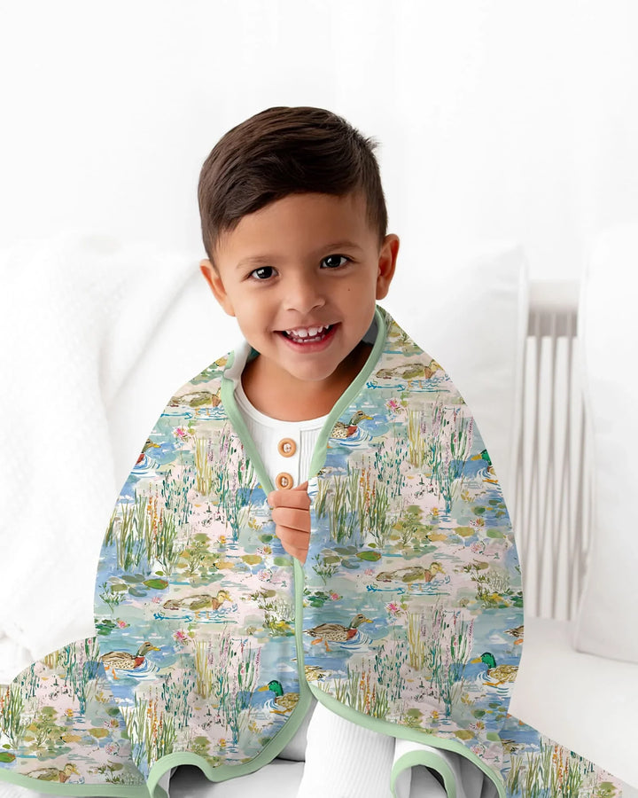 Watercolor Mallard Duck Bamboo Blanket