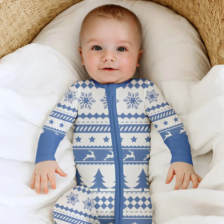 Blue Fair Isle Convertible Zippy , Blue Fair Isle Convertible Zippy - 0-3M