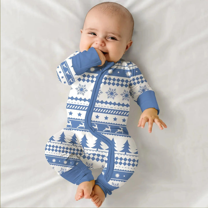 Blue Fair Isle Convertible Zippy , Blue Fair Isle Convertible Zippy - 0-3M