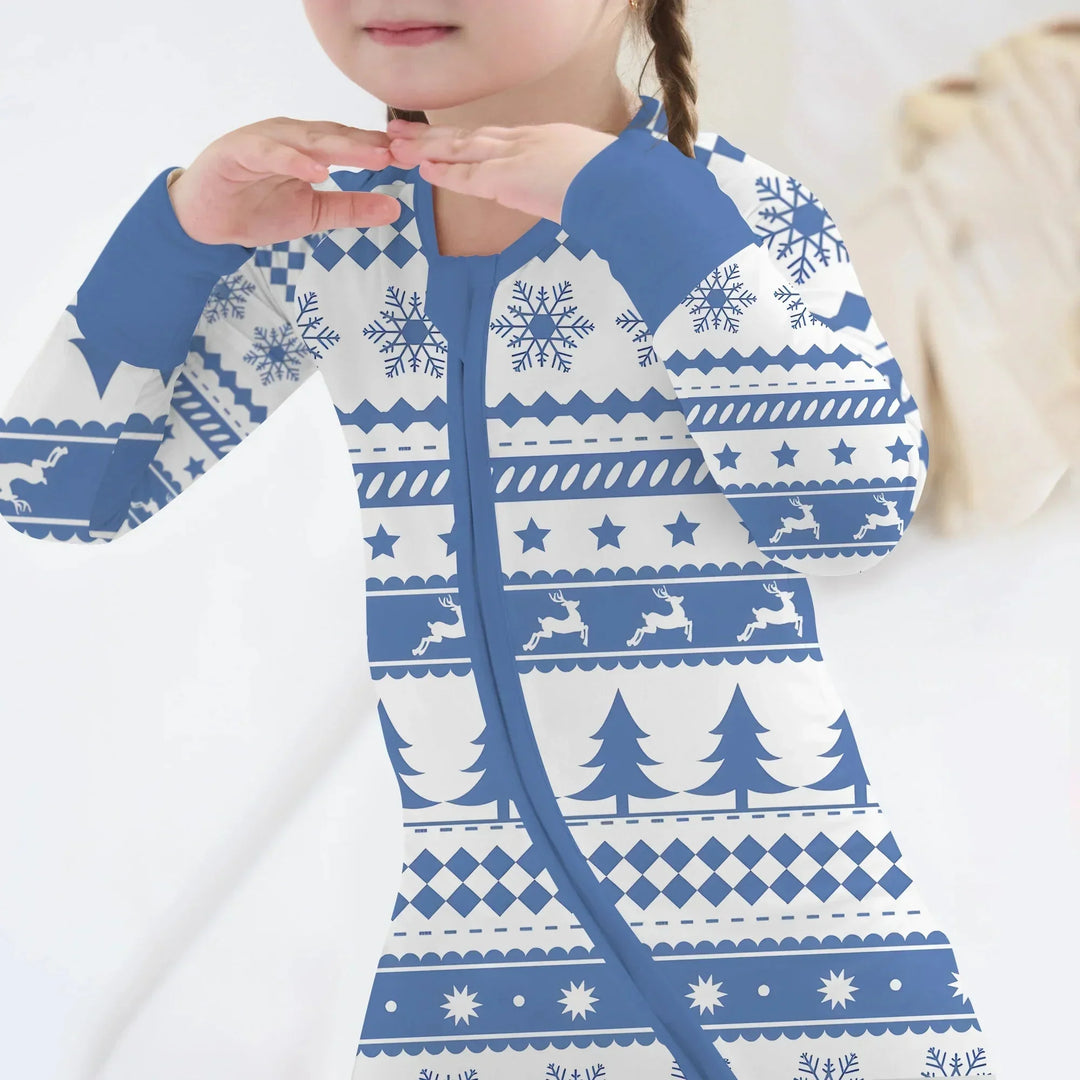 Blue Fair Isle Convertible Zippy , Blue Fair Isle Convertible Zippy - 0-3M