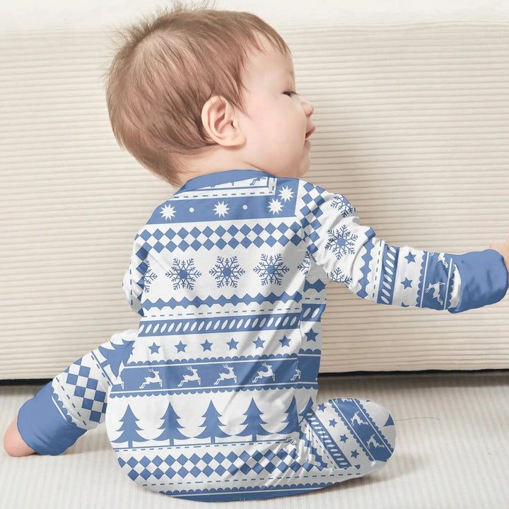 Blue Fair Isle Convertible Zippy , Blue Fair Isle Convertible Zippy - 0-3M