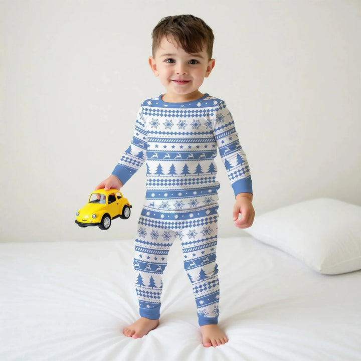 Blue Fair Isle Two Piece Long Sleeve Pajama Set , Blue Fair Isle Two Piece Long Sleeve Pajama Set - 12-18M