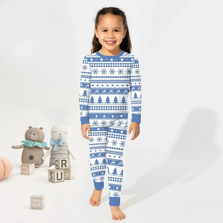 Blue Fair Isle Two Piece Long Sleeve Pajama Set , Blue Fair Isle Two Piece Long Sleeve Pajama Set - 12-18M