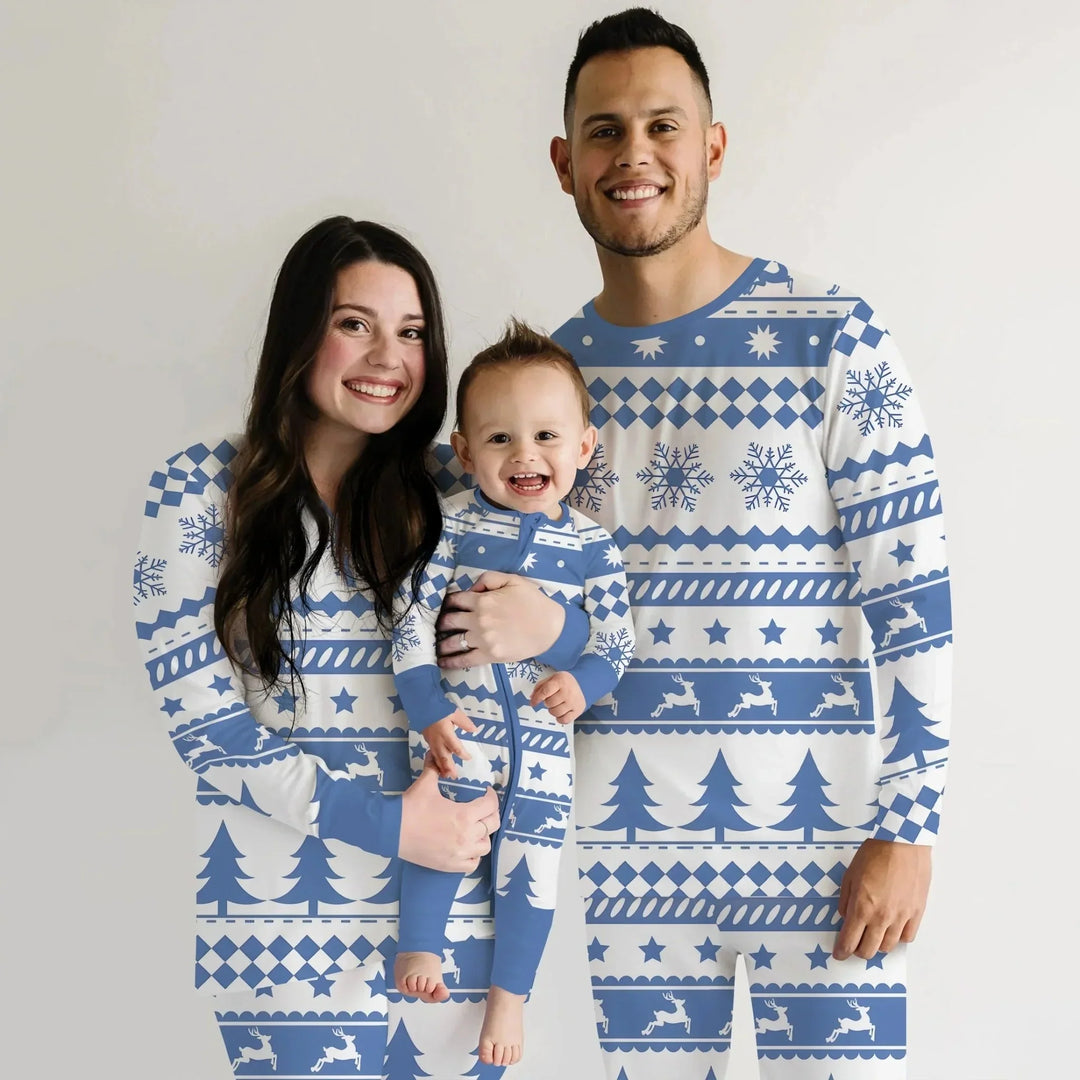 Blue Fair Isle Women Pajama Set , Blue Fair Isle Women Pajama Set - Only Shirt / S