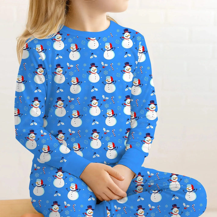 Blue Snowman Christmas Two Piece Pajama Set , Blue Snowman Christmas Two Piece Pajama Set - 12-18M