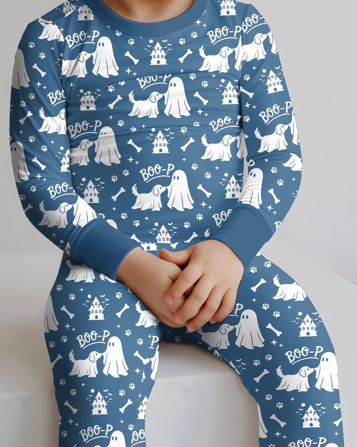 Boo-p Ghost Dog Bamboo Two Piece Long Sleeve Pajama Set