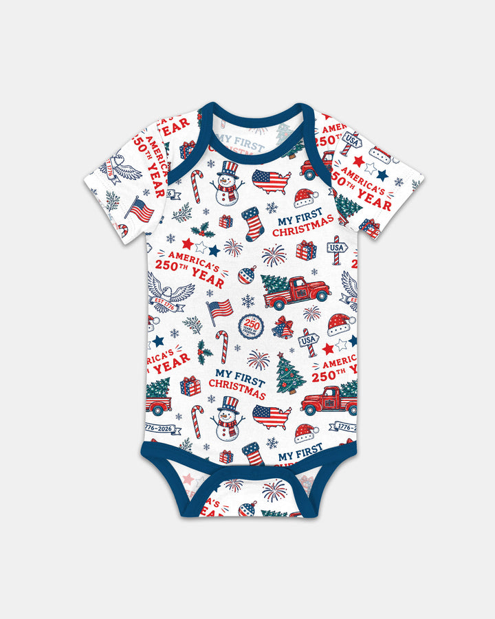 First Christmas In 250th Anniversary Custom Name Bamboo Bodysuit