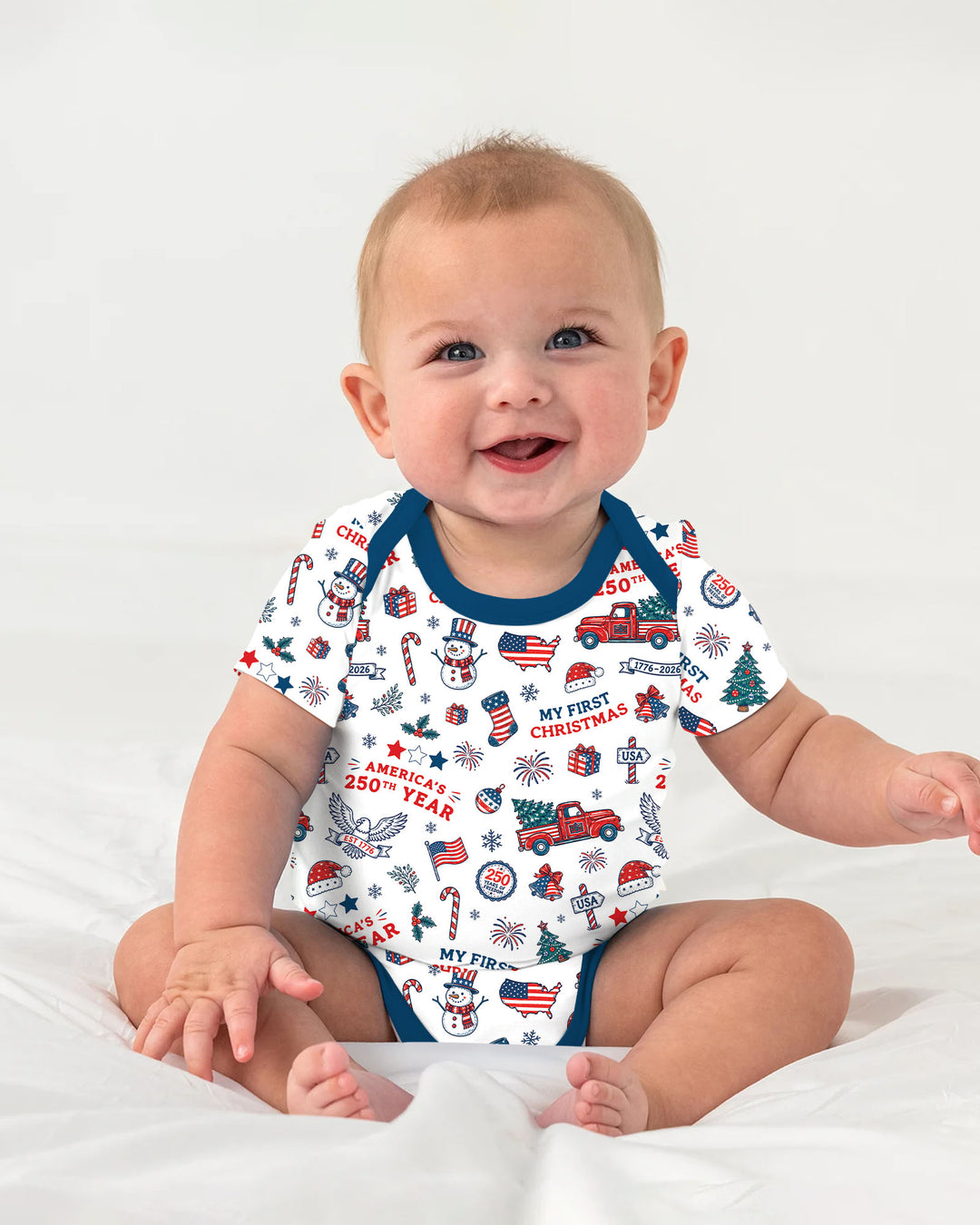 First Christmas In 250th Anniversary Custom Name Bamboo Bodysuit
