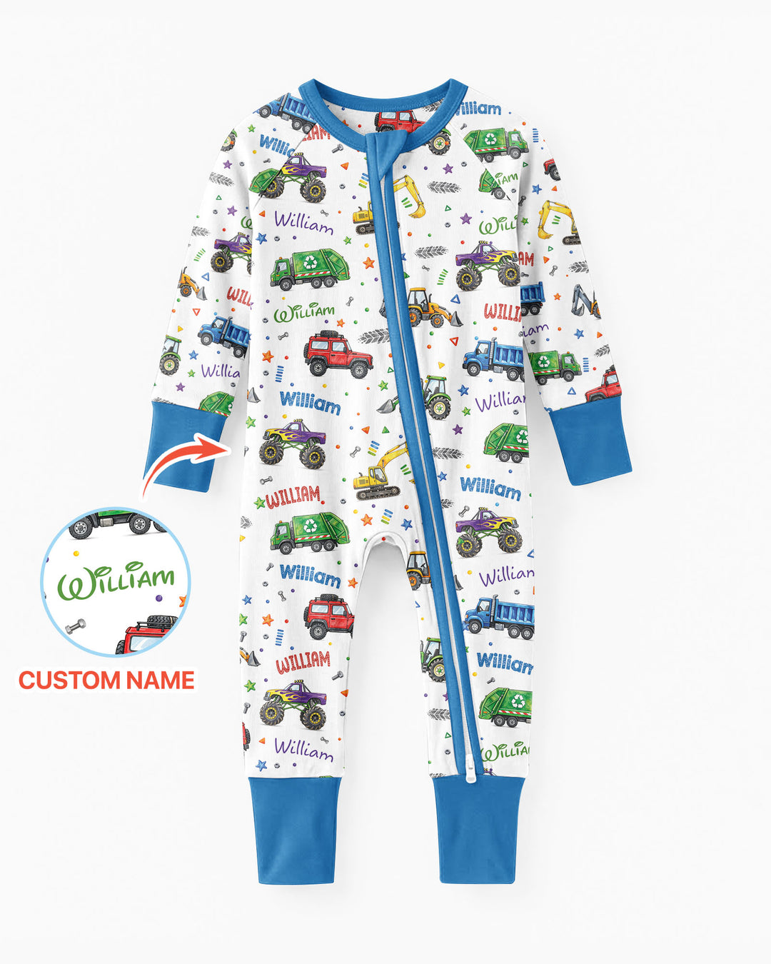 Cars And Trucks Parade Custom Name Bamboo Convertible Zippy