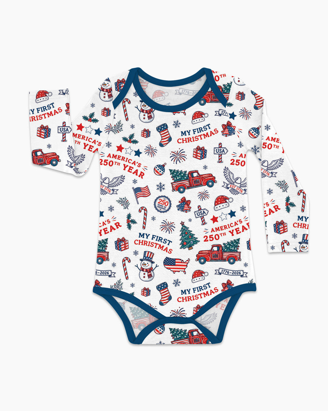 First Christmas In 250th Anniversary Custom Name Bamboo Bodysuit