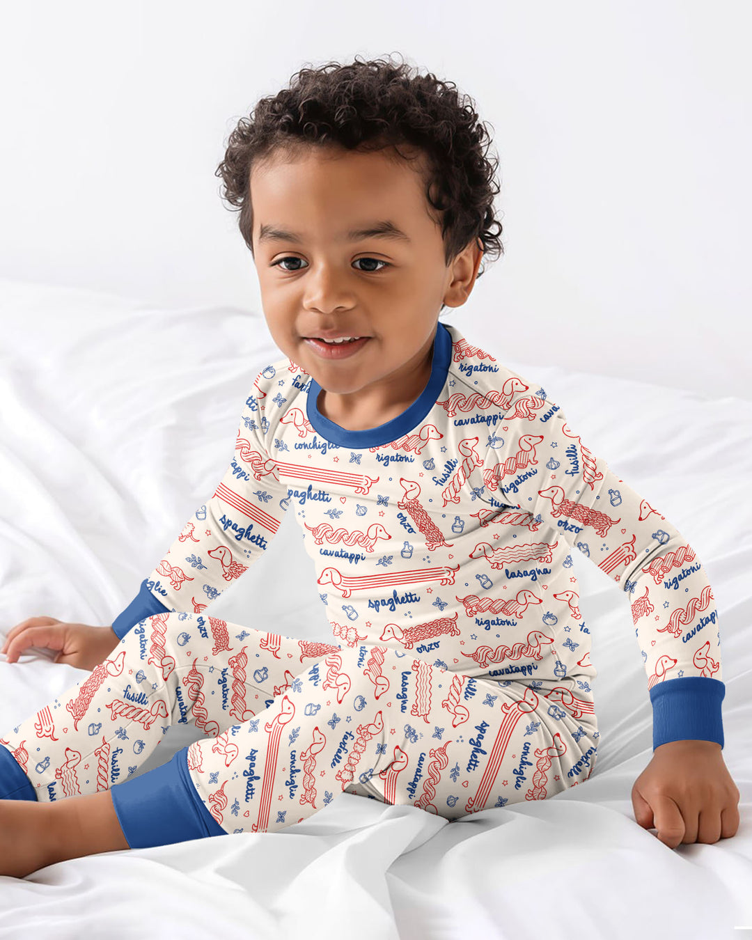 Dachshund Spagetti Bamboo Two Piece Long Sleeve Pajama Set