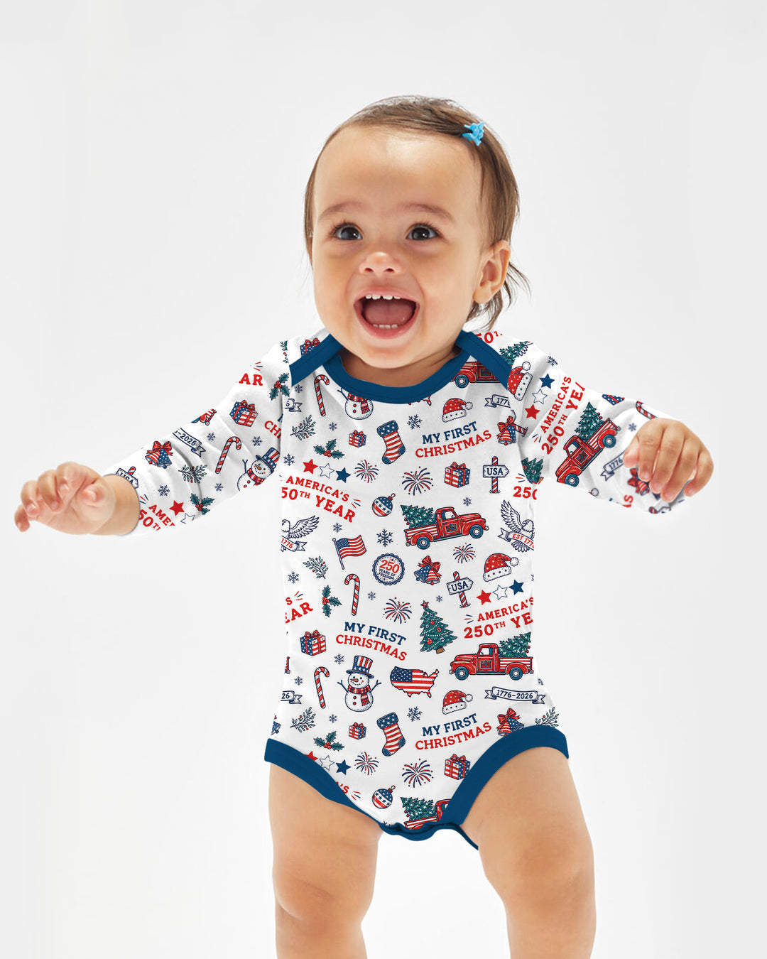 First Christmas In 250th Anniversary Custom Name Bamboo Bodysuit