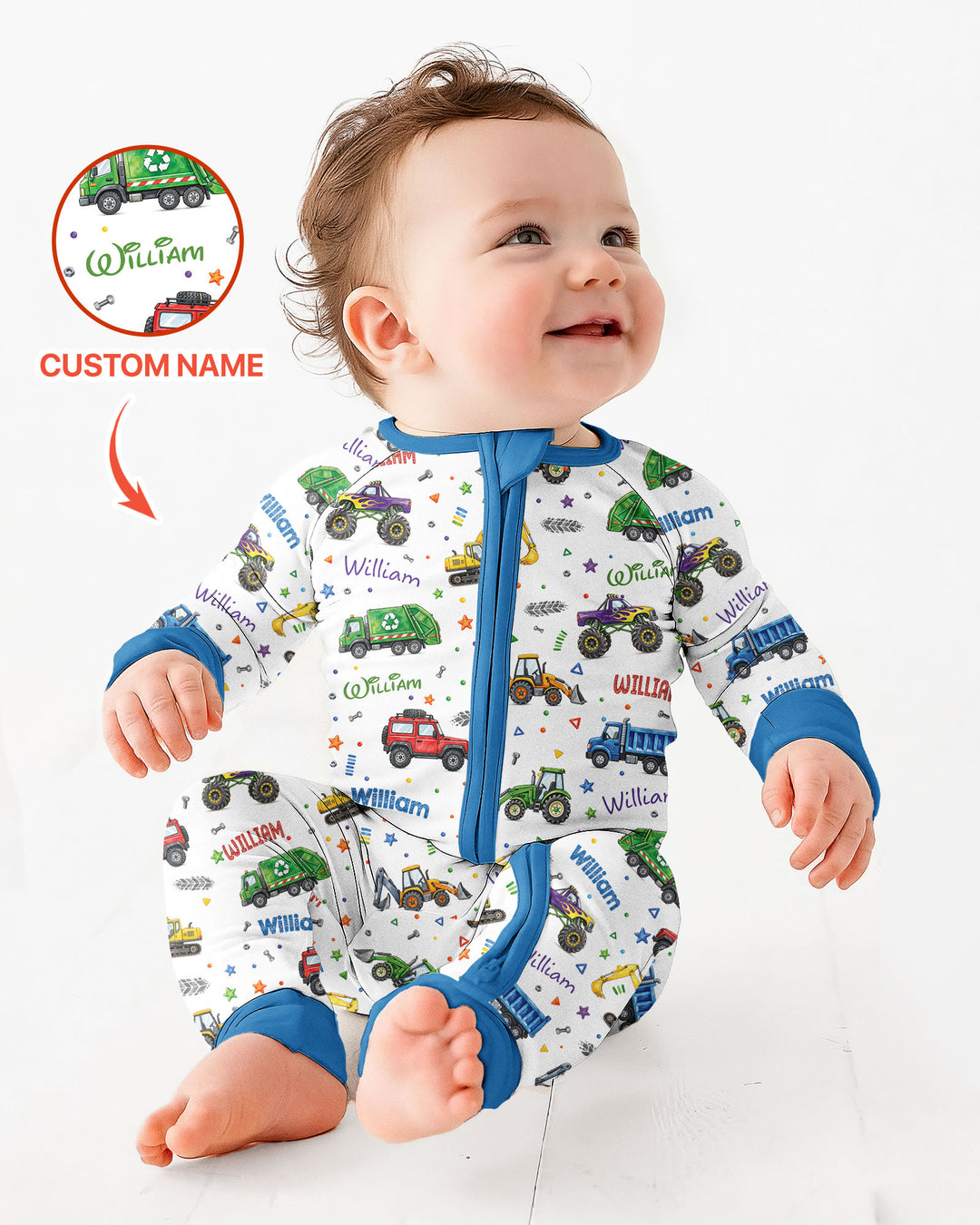 Cars And Trucks Parade Custom Name Bamboo Convertible Zippy