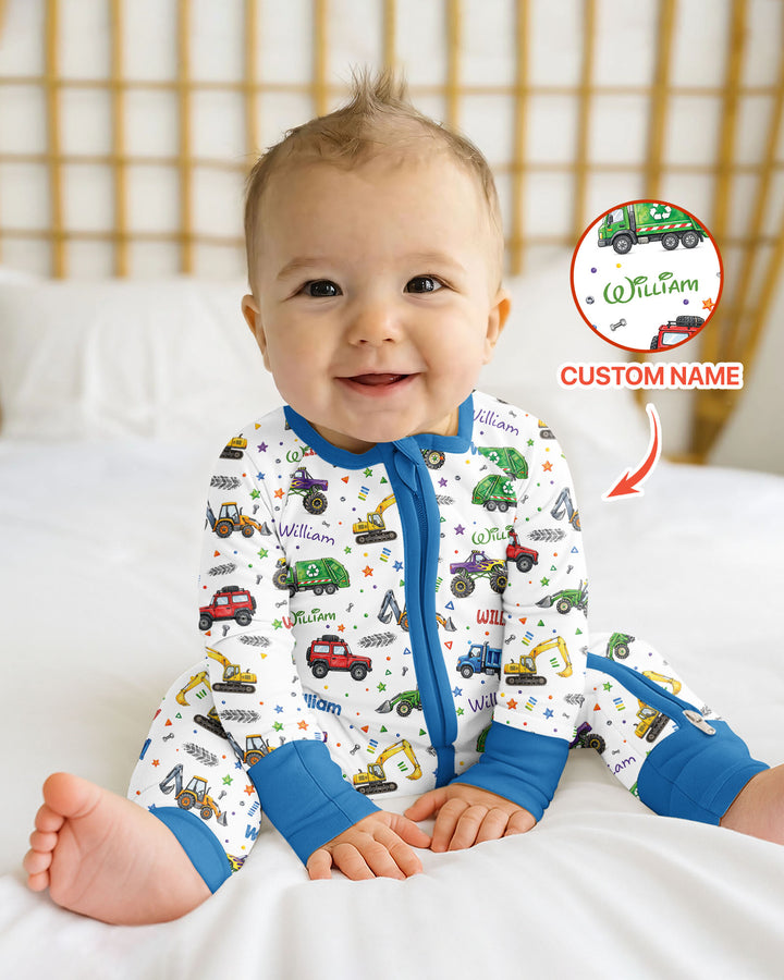 Cars And Trucks Parade Custom Name Bamboo Convertible Zippy