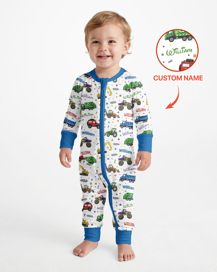 Cars And Trucks Parade Custom Name Bamboo Convertible Zippy