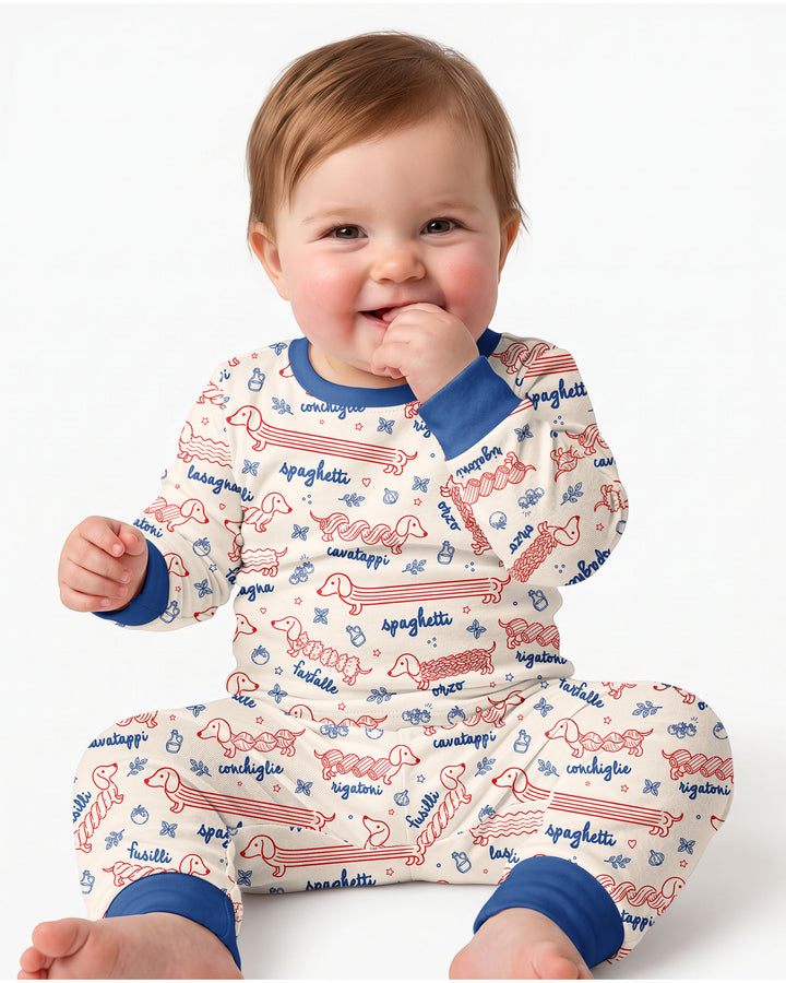 Dachshund Spagetti Bamboo Two Piece Long Sleeve Pajama Set