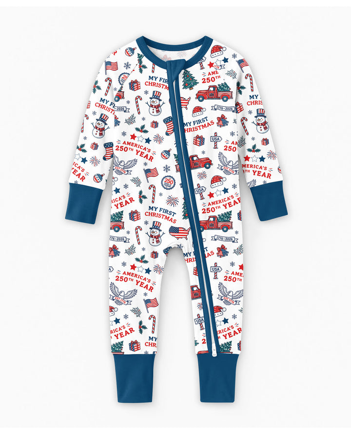 First Christmas In 250th Anniversary Custom Name Bamboo Convertible Zippy