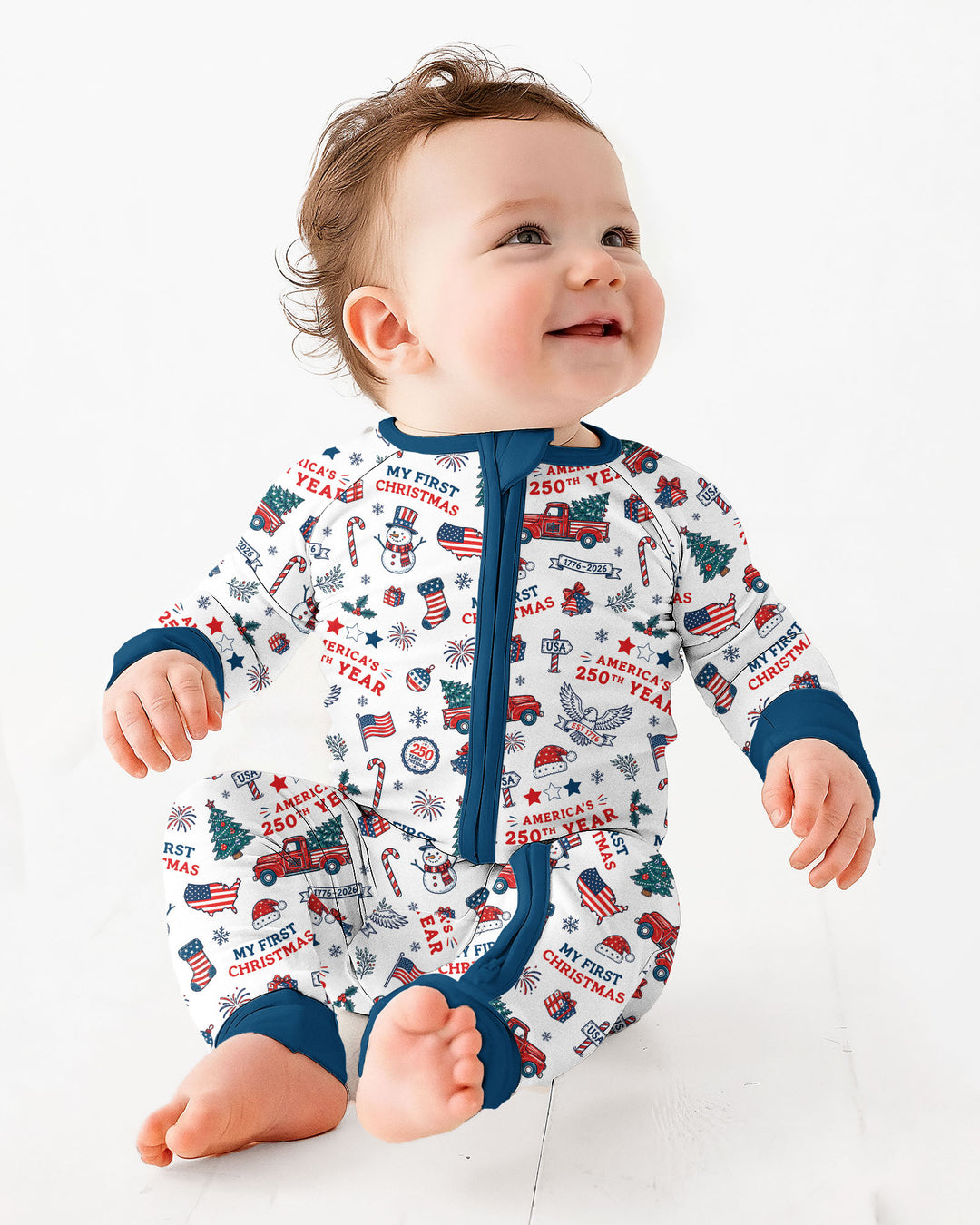First Christmas In 250th Anniversary Custom Name Bamboo Convertible Zippy