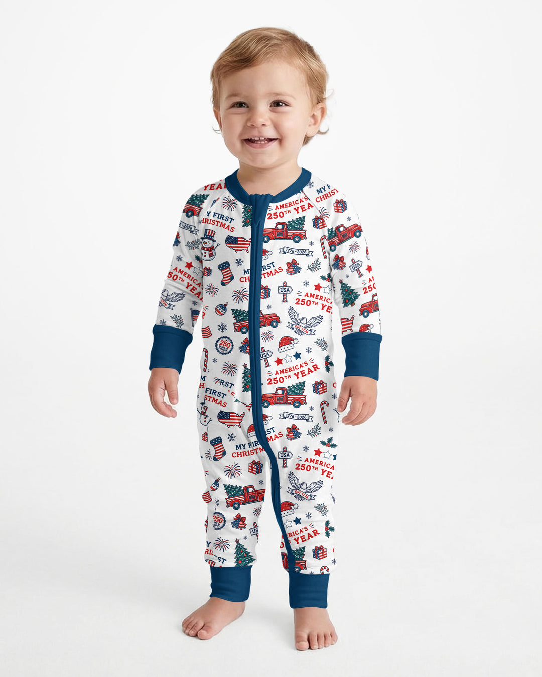 First Christmas In 250th Anniversary Custom Name Bamboo Convertible Zippy