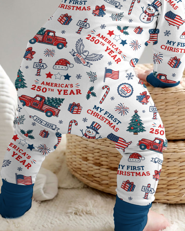 First Christmas In 250th Anniversary Custom Name Bamboo Convertible Zippy