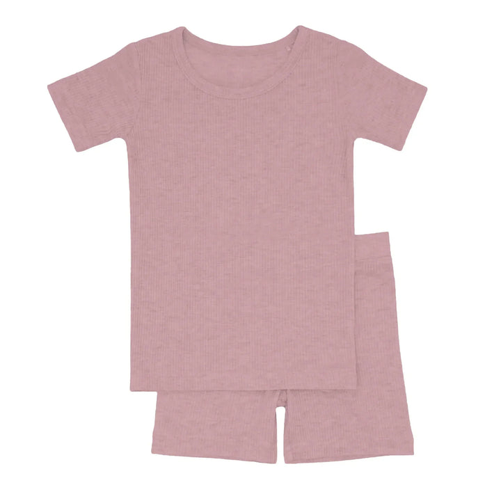Blush Petal Ribbed Two Piece Short Sleeve Shorts Pajama Set , Blush Petal Ribbed Two Piece Short Sleeve Shorts Pajama Set - 12-18M