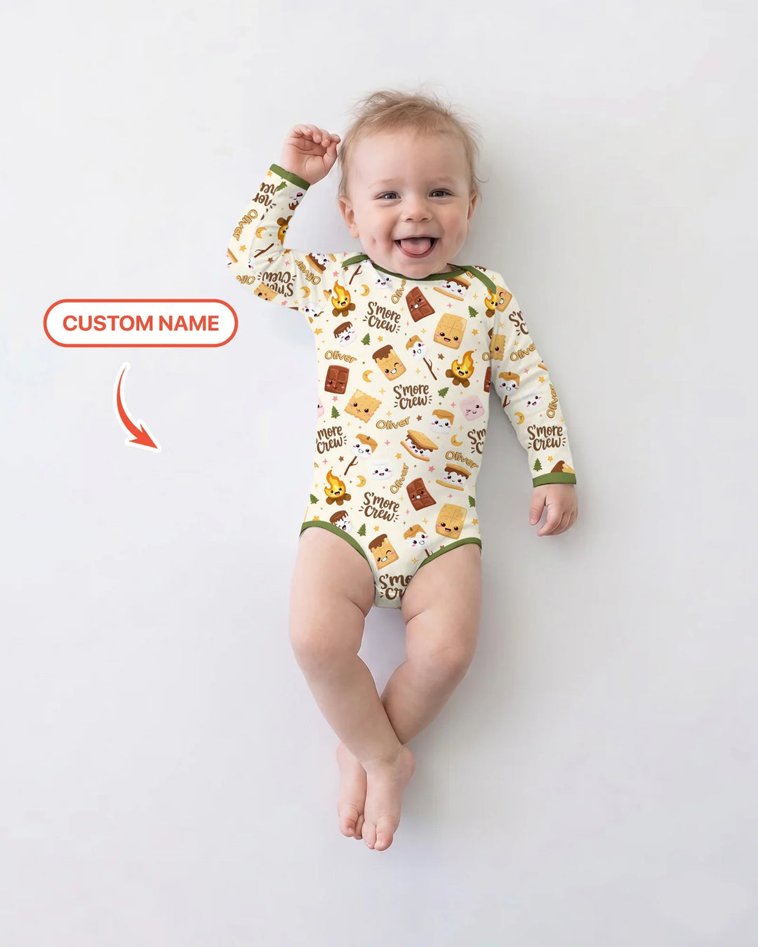 Custom Name Kawaii S'more Crew Family Matching Bamboo Bodysuit