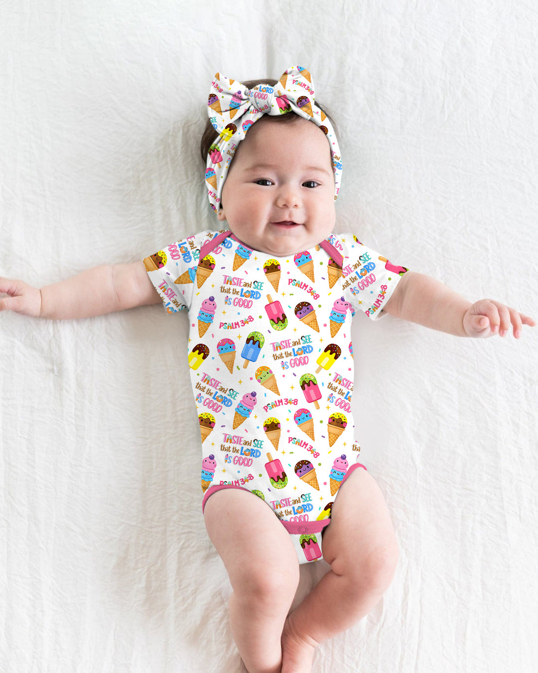 Jesus Summer Ice Cream Taste and See That The Lord Is Good Bamboo Bodysuit