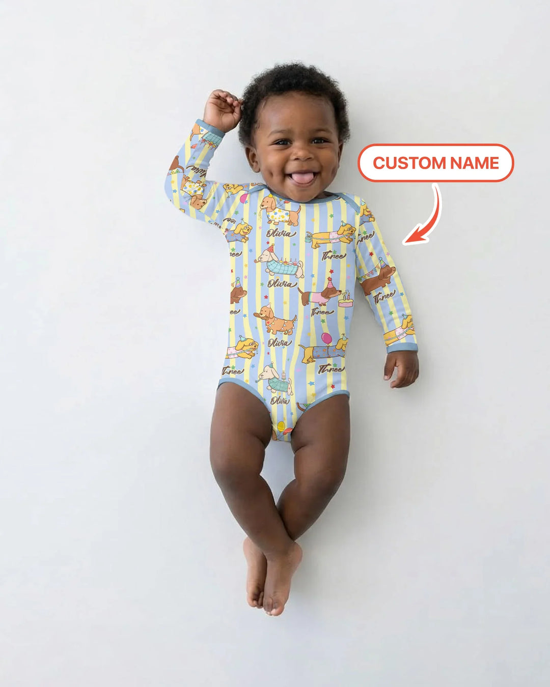 Custom Name Birthday Dachshund Bamboo Bodysuit