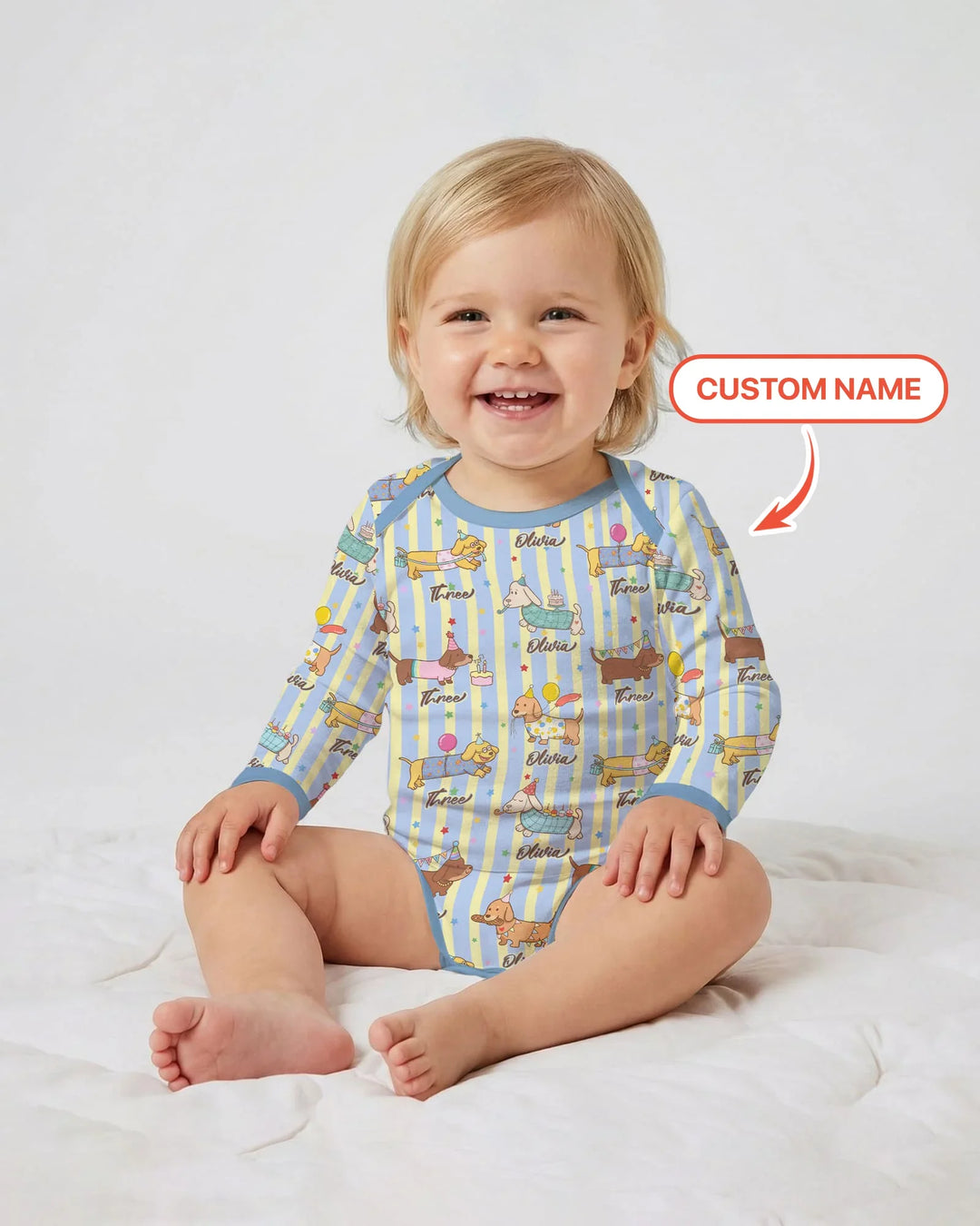 Custom Name Birthday Dachshund Bamboo Bodysuit
