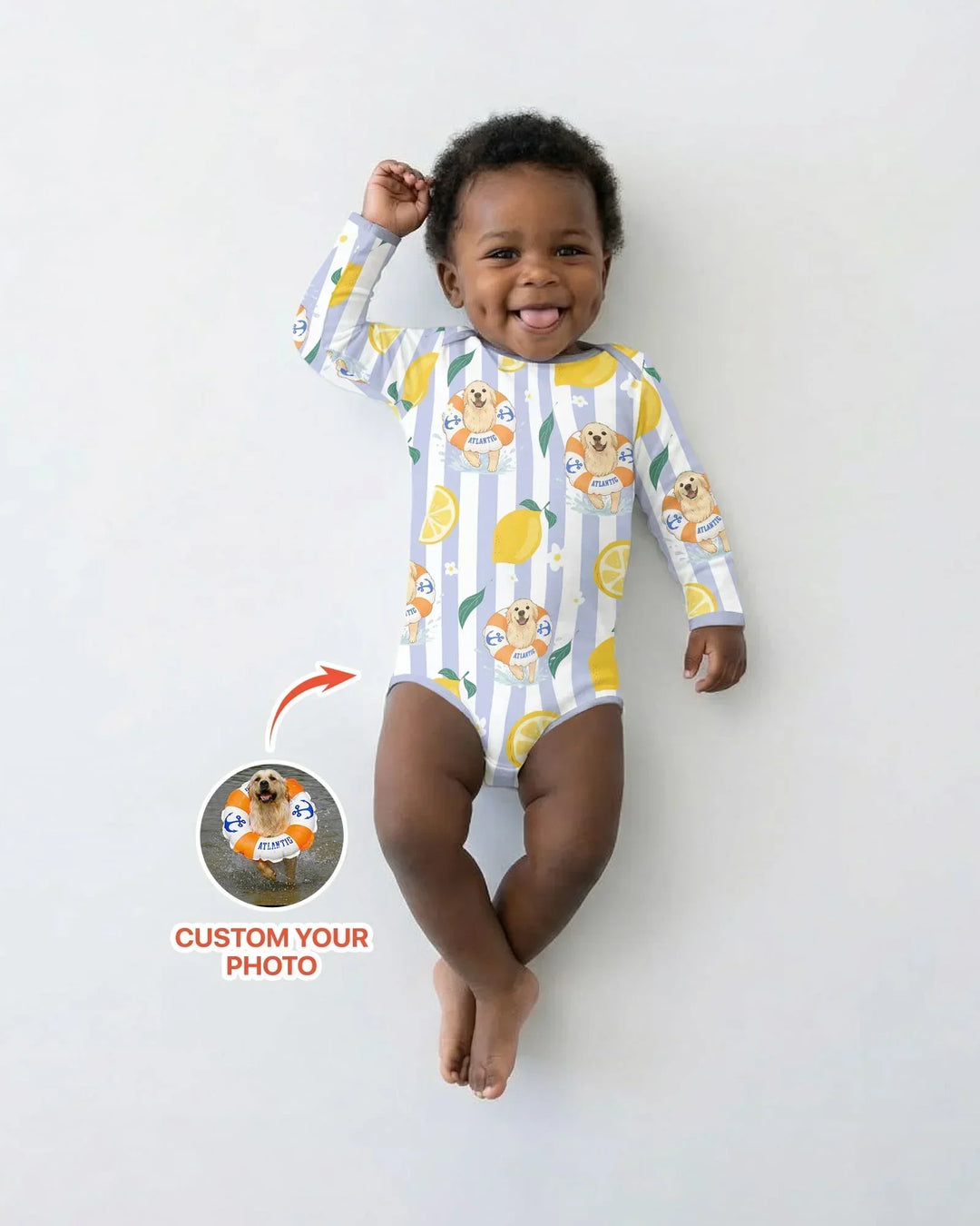 Custom Image Summer Lemon Bamboo Bodysuit