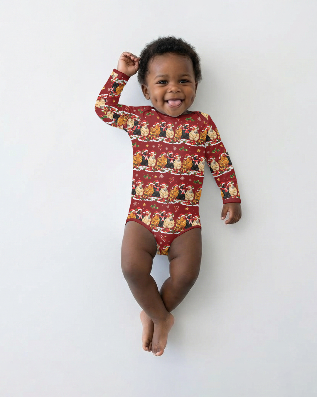 Farm Chicken Christmas Bamboo Bodysuit
