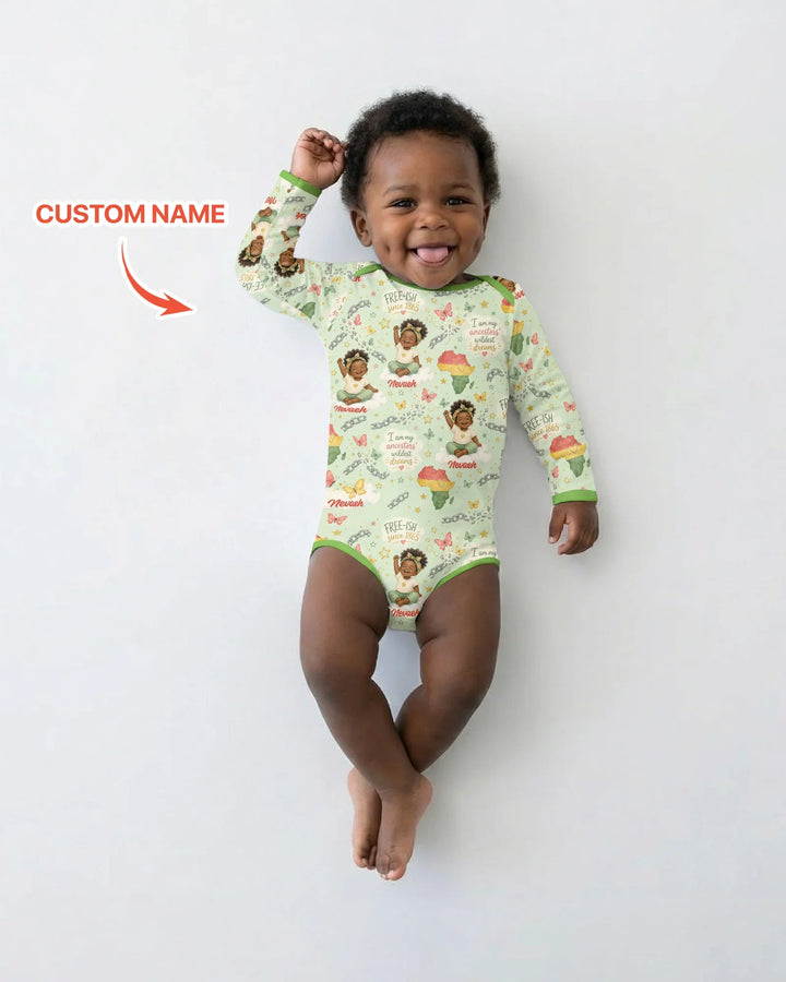 Custom Name Juneteenth I Am My Ancestors' Wildest Dream Bamboo Bodysuit