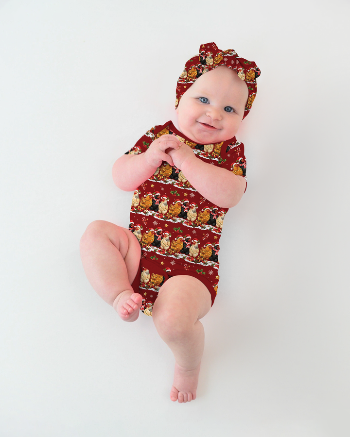 Farm Chicken Christmas Bamboo Bodysuit