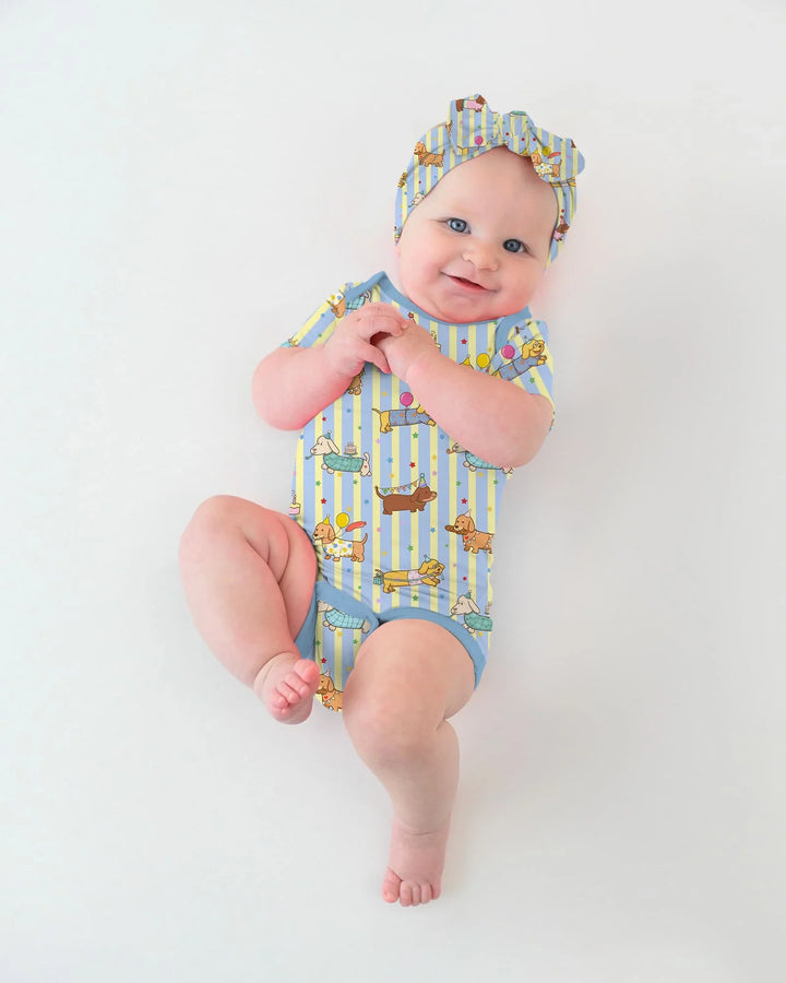 Custom Name Birthday Dachshund Bamboo Bodysuit