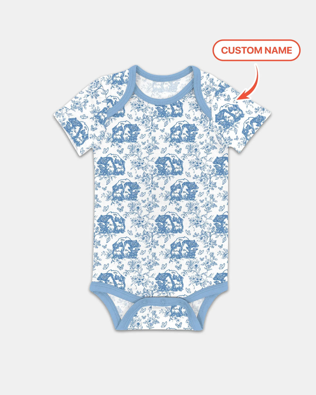 Custom Name Mama Bear Toile Bamboo Bodysuit