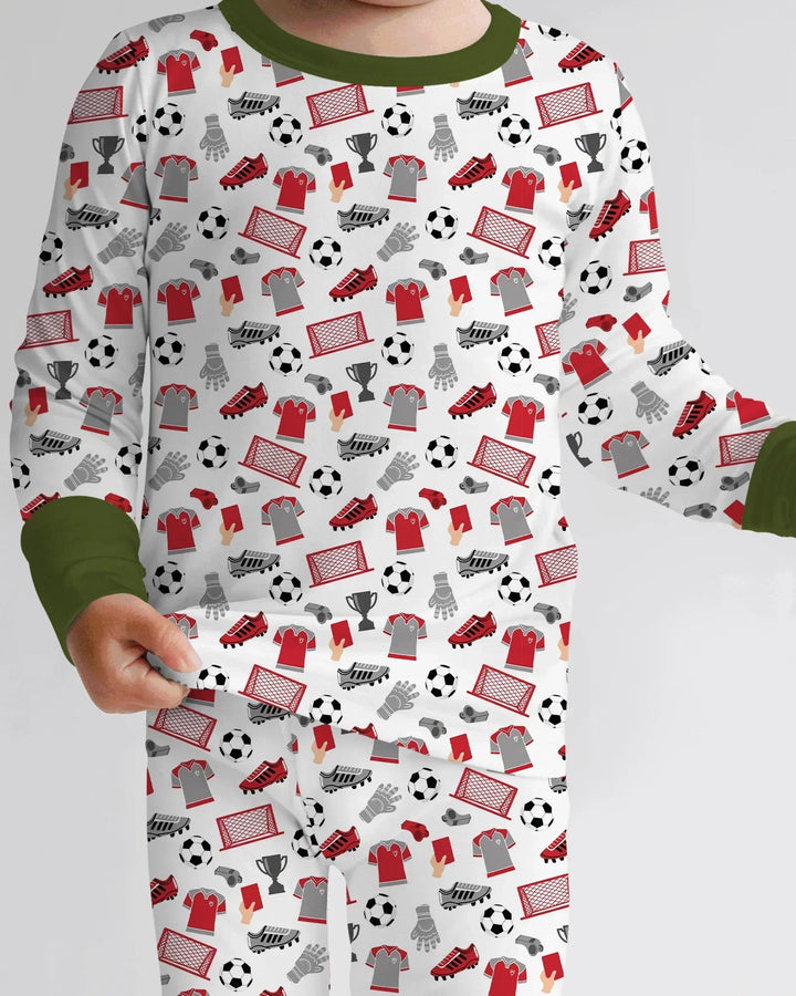 Soccer Gear Bamboo Two Piece Long Sleeve Pajama Set
