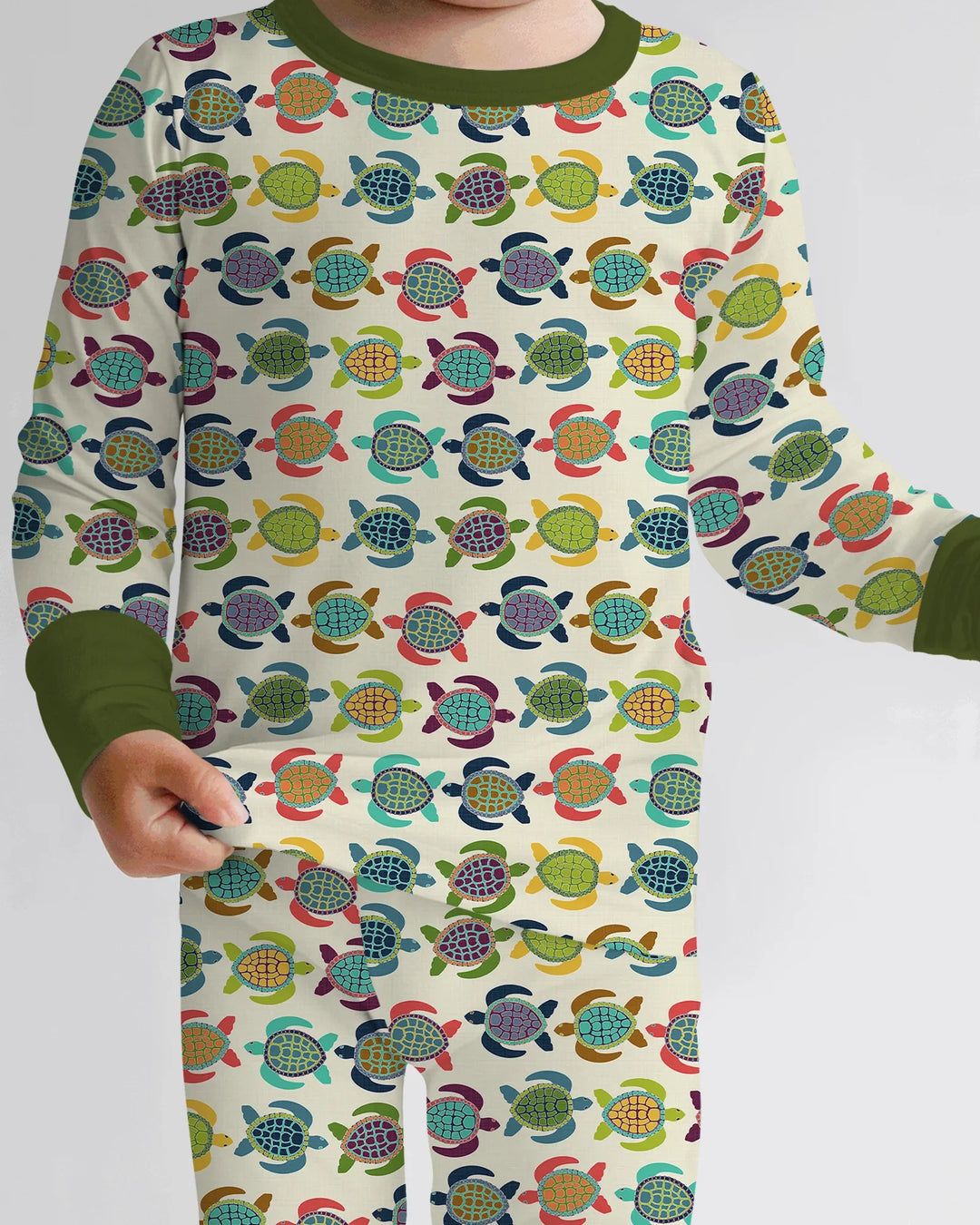 Happy Turtle Parade Bamboo Two Piece Long Sleeve Pajama Set