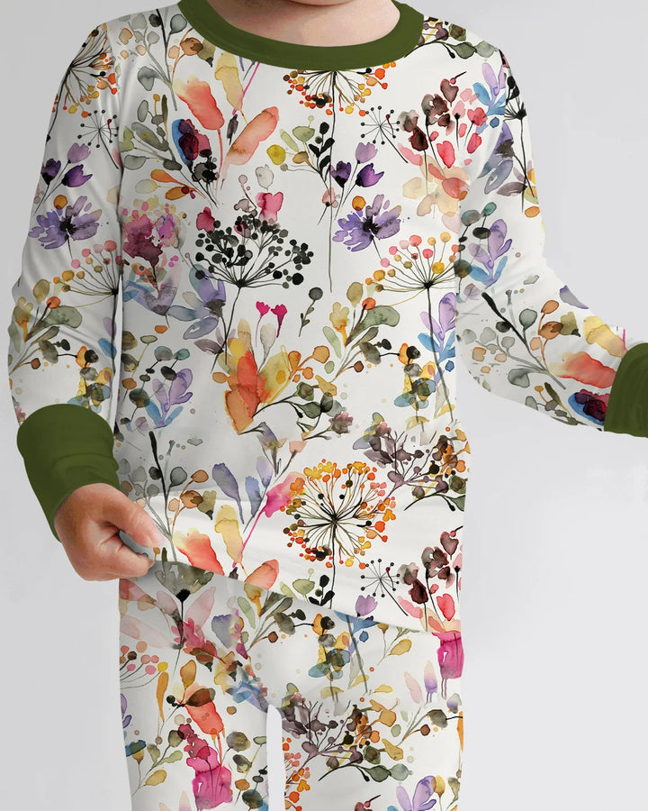 Autumn Meadow Botanicals Bamboo Two Piece Long Sleeve Pajama Set