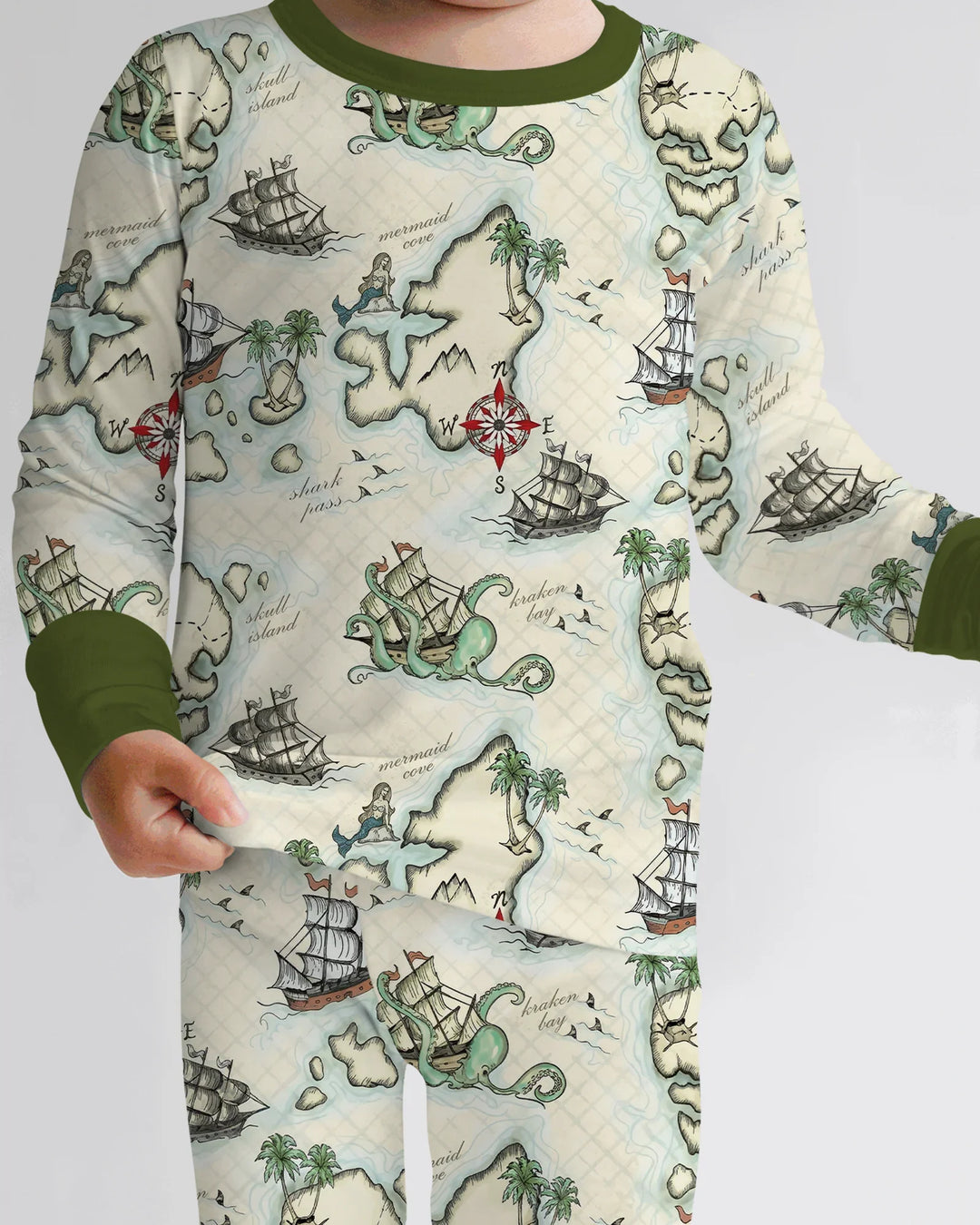 Pirate Treasure Map Quest  Bamboo Two Piece Long Sleeve Pajama Set