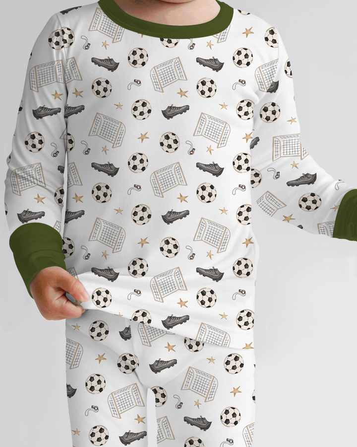Little Soccer Star Bamboo Two Piece Long Sleeve Pajama Set